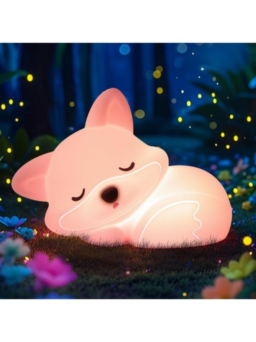 Fox Night Light Pink Fox Silicone Night Light Gifts Animal Light Touch Control